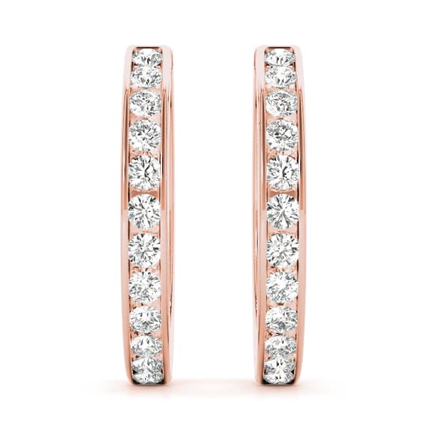 Channel Set Hoop Earrings (0.48 ct. tw.), On hand view in rose gold