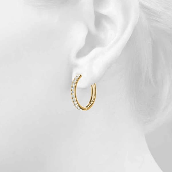 Channel Set Hoop Earrings (0.96 ct. tw.), Top view in yellow gold