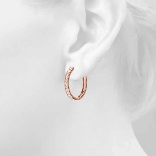 Channel Set Hoop Earrings (0.48 ct. tw.), Top view in rose gold
