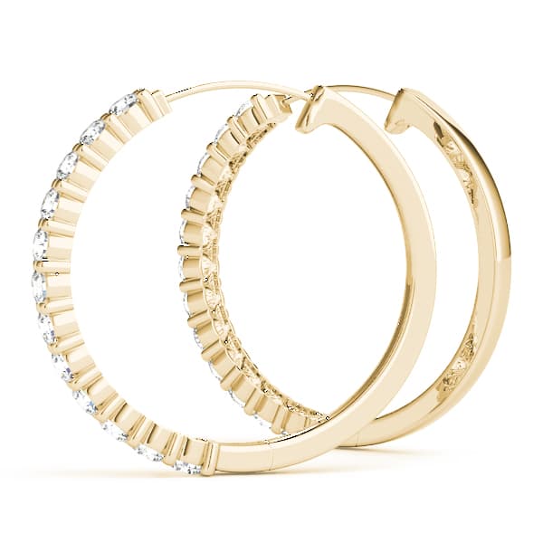 Shared Prong Diamond Hoop Earrings (5 ct. tw.), Angle view in yellow gold
