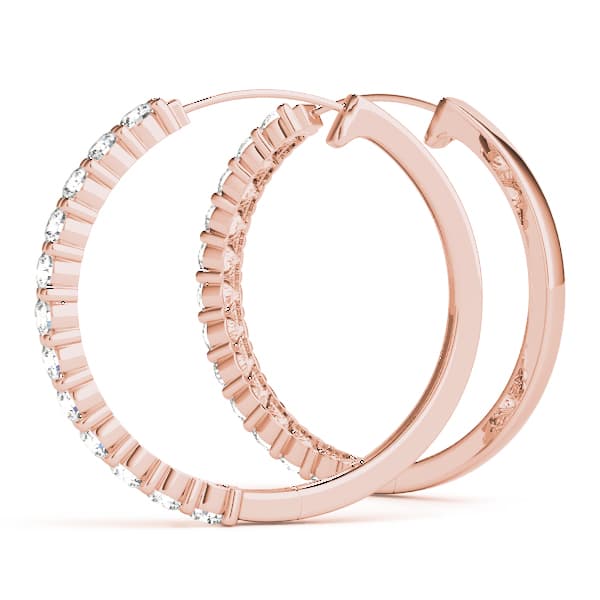 Shared Prong Diamond Hoop Earrings (4 ct. tw.), Angle view in rose gold