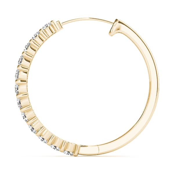 Shared Prong Diamond Hoop Earrings (5 ct. tw.), Side view in yellow gold