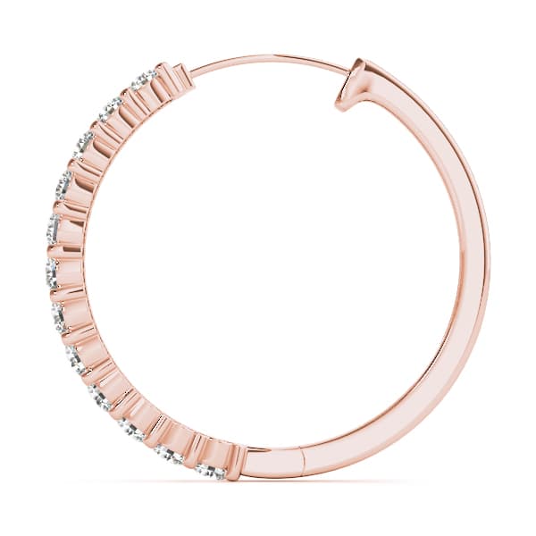 Shared Prong Diamond Hoop Earrings (4 ct. tw.), Side view in rose gold