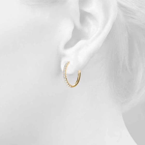 Shared Prong Diamond Hoop Earrings (5 ct. tw.), Top view in yellow gold