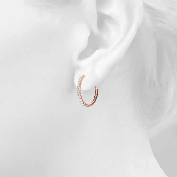 Shared Prong Diamond Hoop Earrings (4 ct. tw.), Top view in rose gold