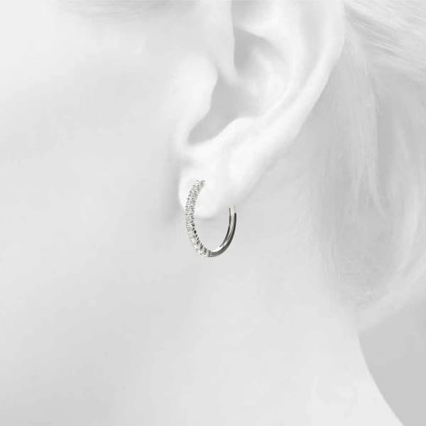 Shared Prong Diamond Hoop Earrings (4 ct. tw.), Top view in white gold or platinum