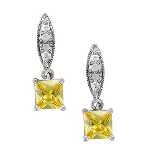 Earrings Color Square & Cushion — White Gold