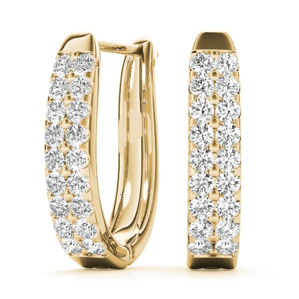 Double Row Prong Set Hoop Earrings (2 ct. tw.), Front view in yellow gold