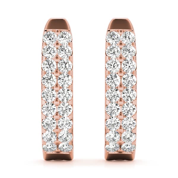 Double Row Prong Set Hoop Earrings (2 ct. tw.), On hand view in rose gold