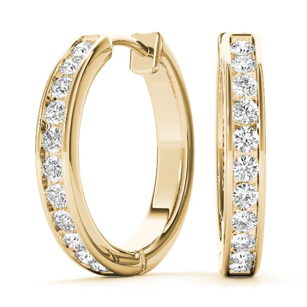 Channel Set Hoop Earrings (1/2 ct. tw.), Front view in yellow gold