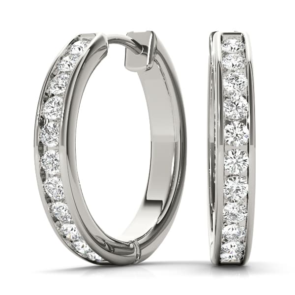 Channel Set Hoop Earrings — 1/2 CT — View 1