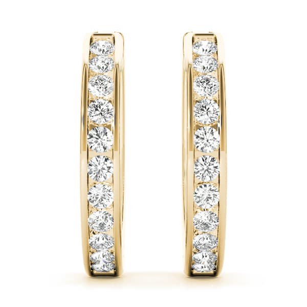 Channel Set Hoop Earrings (1/2 ct. tw.), On hand view in yellow gold