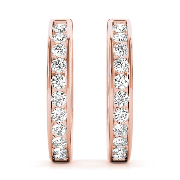 Channel Set Hoop Earrings (1.1 ct. tw.), On hand view in rose gold