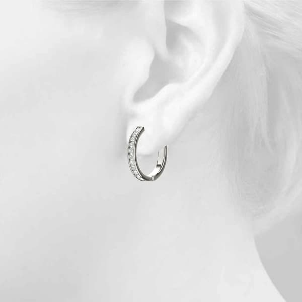 Channel Set Hoop Earrings (1/2 ct. tw.), Top view in white gold or platinum