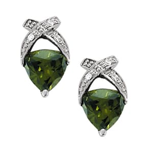 Trillion Cut Drop Color Earrings — White Gold