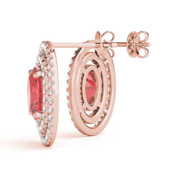 Double Halo Oval Earrings (0.99 ct. tw.), Angle view in rose gold