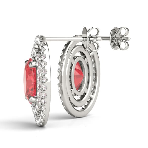 Double Halo Oval Earrings (0.99 ct. tw.), Angle view in white gold or platinum