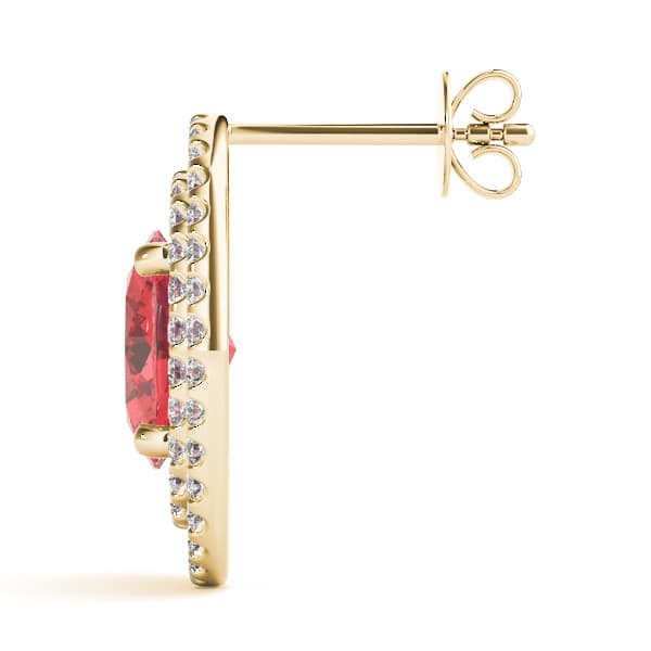 Double Halo Oval Earrings (0.99 ct. tw.), Side view in yellow gold
