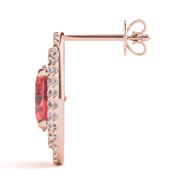 Double Halo Oval Earrings (0.99 ct. tw.), Side view in rose gold
