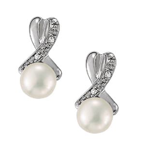 Pearl Button Shape Earrings — RIGHT — White Gold