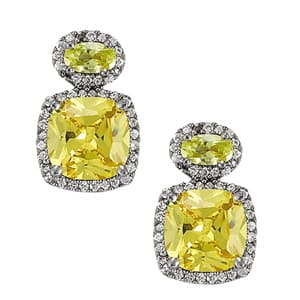 Earrings Color Square & Cushion — White Gold