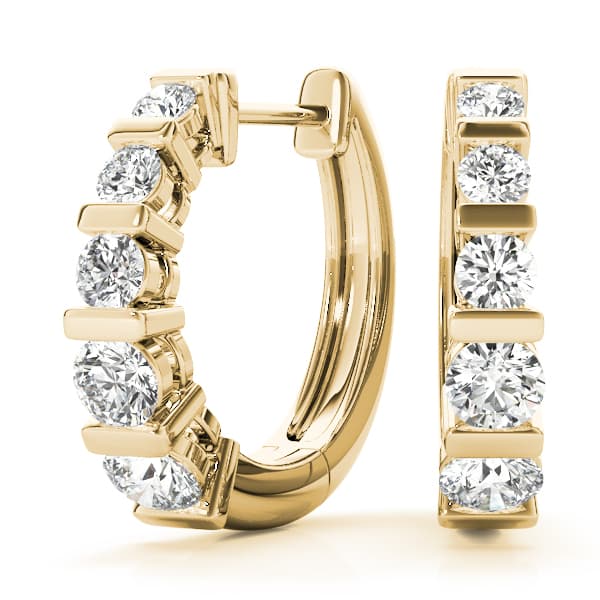 Hoop Earrings Standard Hoop Earring (1.02 ct. tw.), Front view in yellow gold