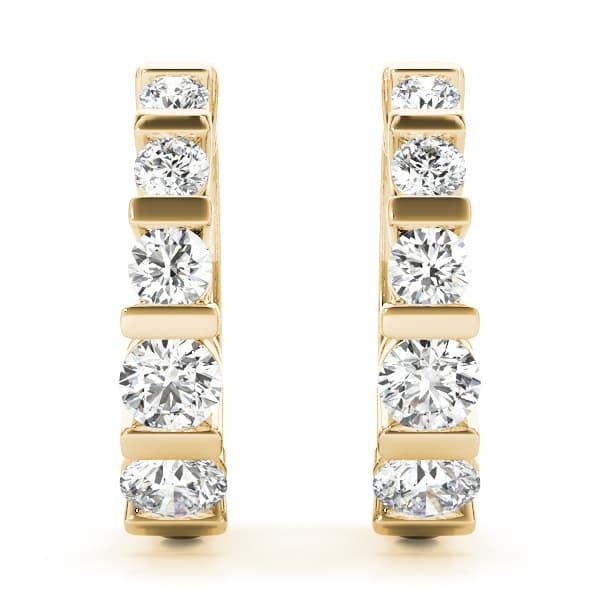 Hoop Earrings Standard Hoop Earring (1.02 ct. tw.), On hand view in yellow gold