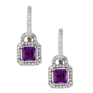 Earrings Color Square & Cushion — White Gold