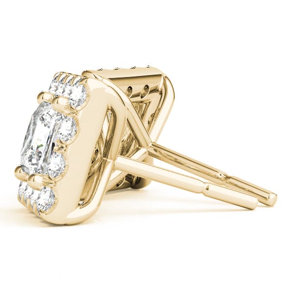 Princess Cut Halo Earrings (0.48 ct. tw.), Side view in yellow gold