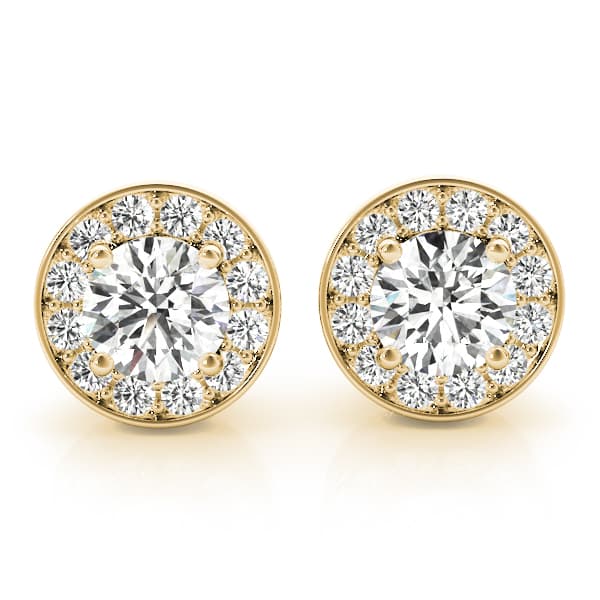 Round Halo Accented Earrings (3/8 ct. tw.), Front view in yellow gold