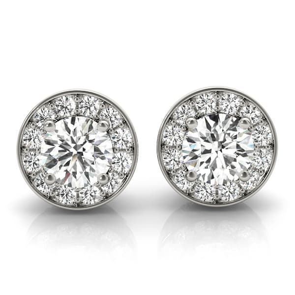 Round Halo Accented Earrings — 1/4 CT — View 1
