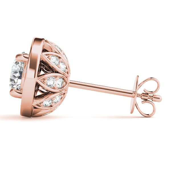 Round Halo Accented Earrings (3/8 ct. tw.), Side view in rose gold