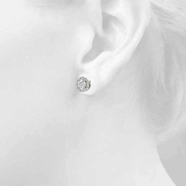 Round Halo Accented Earrings (3/8 ct. tw.), Top view in white gold or platinum