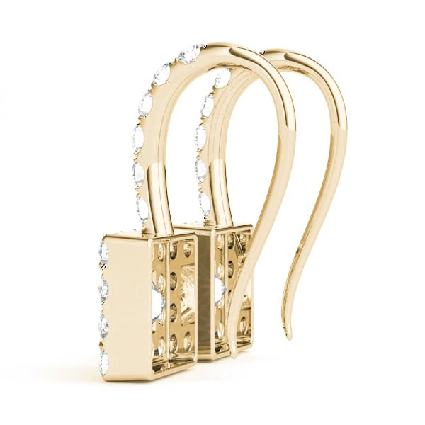 Square Halo Drop Earrings (1/8 ct. tw.), Side view in yellow gold