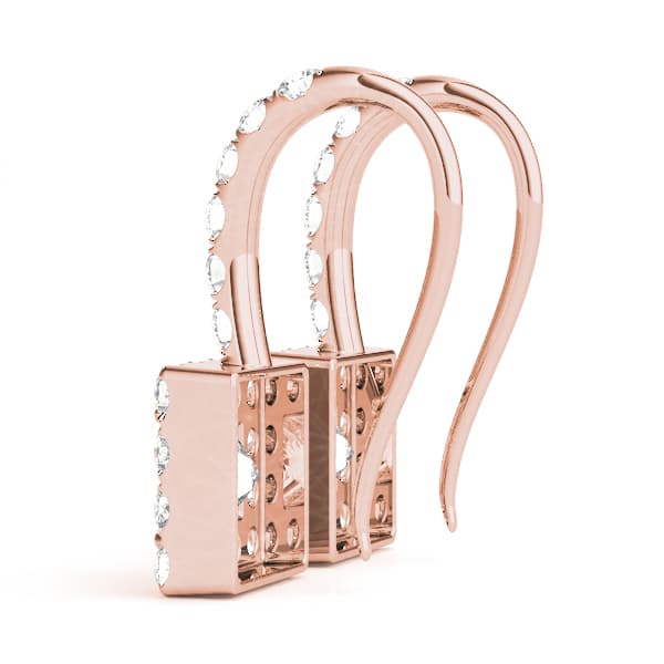 Square Halo Drop Earrings (3/8 ct. tw.), Side view in rose gold