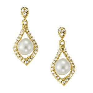 Pearl Drop Earrings — White Gold