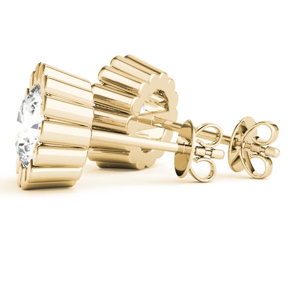 Floral Solitaire Earring Studs (1/2 ct. tw.), Angle view in yellow gold