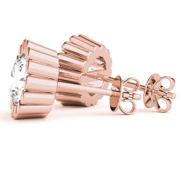 Floral Solitaire Earring Studs (1/8 ct. tw.), Angle view in rose gold