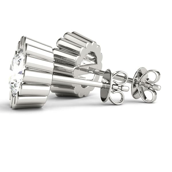 Floral Solitaire Earring Studs (1/4 ct. tw.), Angle view in white gold or platinum