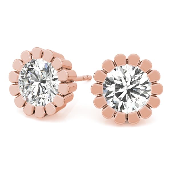 Floral Solitaire Earring Studs (1/8 ct. tw.), On hand view in rose gold