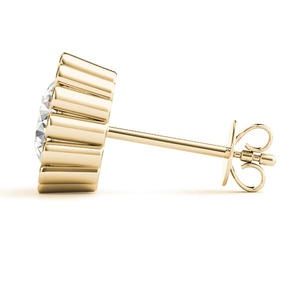 Floral Solitaire Earring Studs (1/2 ct. tw.), Side view in yellow gold