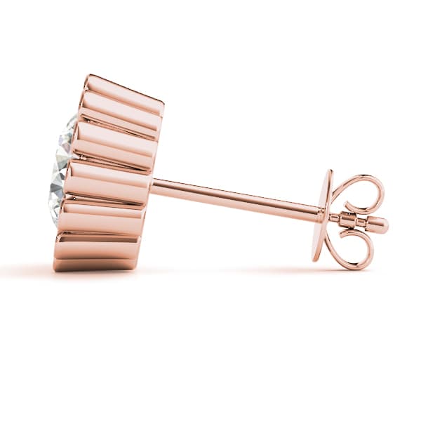 Floral Solitaire Earring Studs (1/8 ct. tw.), Side view in rose gold