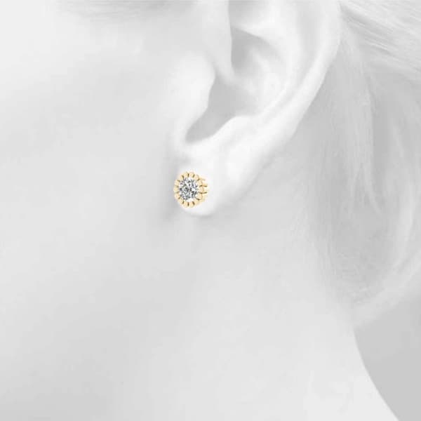 Floral Solitaire Earring Studs (1/2 ct. tw.), Top view in yellow gold