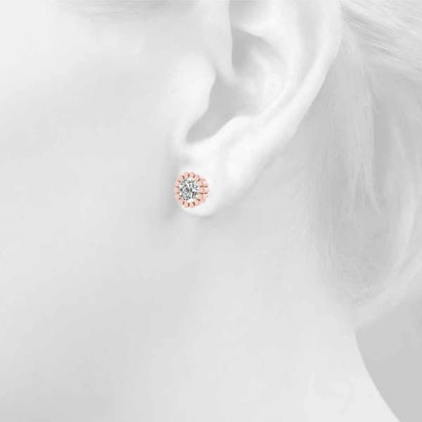 Floral Solitaire Earring Studs (1/8 ct. tw.), Top view in rose gold
