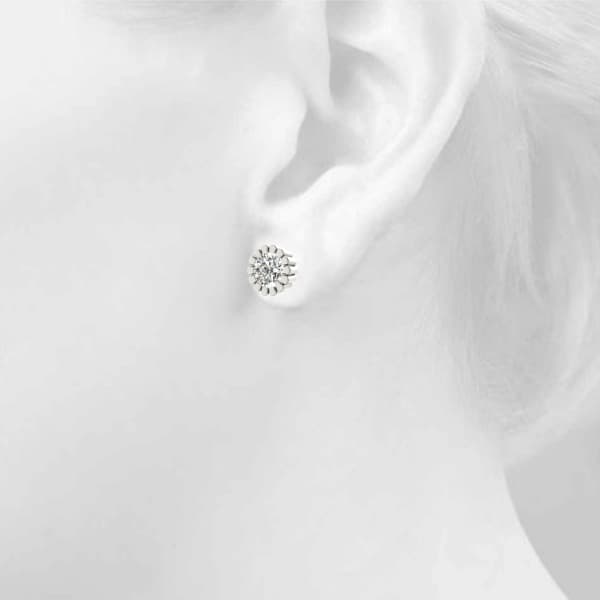 Floral Solitaire Earring Studs (1/4 ct. tw.), Top view in white gold or platinum