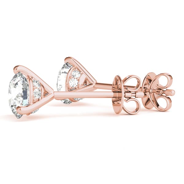 Hidden Halo Martini Diamond Studs (2 ct. tw.), Angle view in rose gold