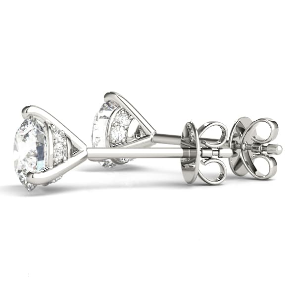 Hidden Halo Martini Diamond Studs (1 ct. tw.), Angle view in white gold or platinum