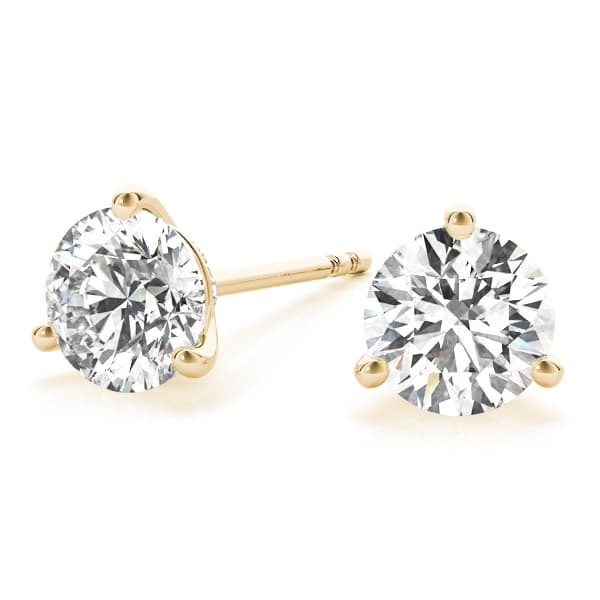 Hidden Halo Martini Diamond Studs (4 ct. tw.), On hand view in yellow gold