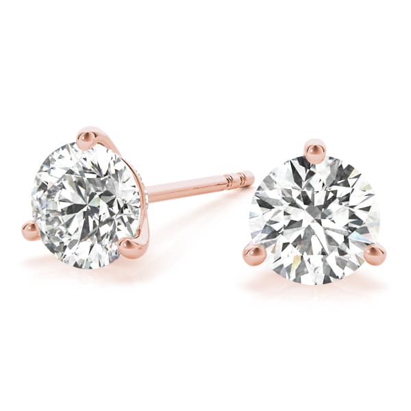 Hidden Halo Martini Diamond Studs (2 ct. tw.), On hand view in rose gold