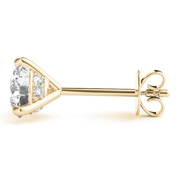 Hidden Halo Martini Diamond Studs (4 ct. tw.), Side view in yellow gold